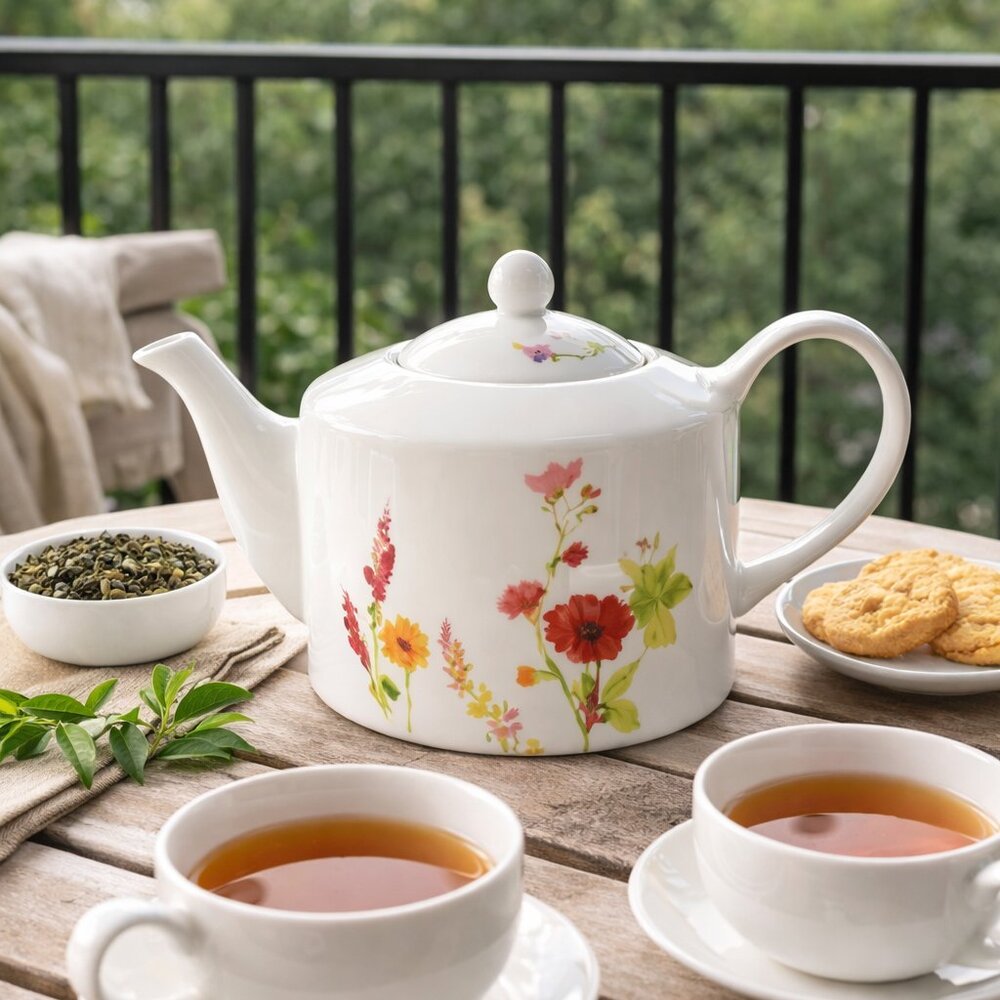 222 Fifth Thea Floral Teapot Porcelain Bone China Cottagecore Grandmillennial